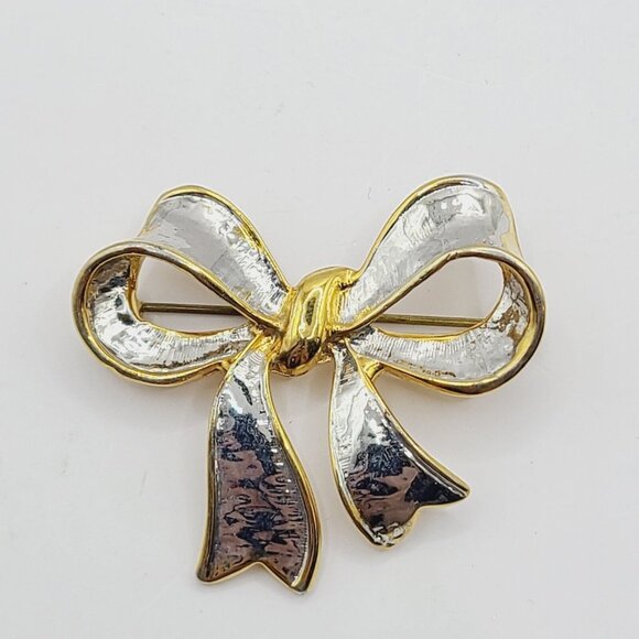 Unbranded Jewelry - Brooch Women's Bow Ribbon Unsigned Pin Silver & Gold Fashion Jewelry